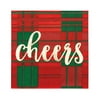 50x Christmas Cheers Buffalo Plaid Paper Napkins for Xmas Holiday Party Supplies