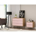 thumbnail image 2 of Manhattan Comfort Commode et Table de Chevet en Bois Naturel/rose, 2 of 11