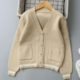 thumbnail image 2 of AINIYS Kids Boys Girls Button Closure V-Neck Cardigan Kid Knit Sweater Soft Cardigan with Pockets Khaki 7 Years, 2 of 8
