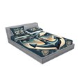 thumbnail image 2 of Ambesonne Nautical Fitted Sheet & Pillow Sham Set, Anchor with Whales Compass, Full, Petrol Blue Beige, 2 of 2