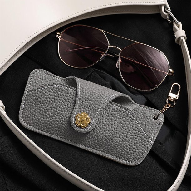 Estuche de Piel Sintética para Gafas de Sol para Mujer: Bolsa de Almacenamiento para Gafas con Cierre de Botón a Presión, Estuche Organizador de Gafas Reforzado para Uso Diario, Viajes Al Aire Libre