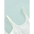 thumbnail image 5 of Chollius 2Pcs Girl Summer Set, Sling Straps Off Shoulder Short Sleeve Hollow Solid Color Tops + Bow Decor Elastic Waist Shorts, 5 of 9