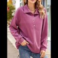 thumbnail image 4 of Sudadera Tipo Túnica de Larga Holgada para Mujer, Cuello Abotonado, Color Liso, para Invierno Oscuro S, 4 of 7