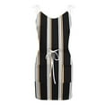 thumbnail image 4 of Spaghetti Strap Dresses for Women Striped Print T-shirt Dress Sleeveless V Neck Tank Dress Drawstring Waist Dress Casual, 4 of 4
