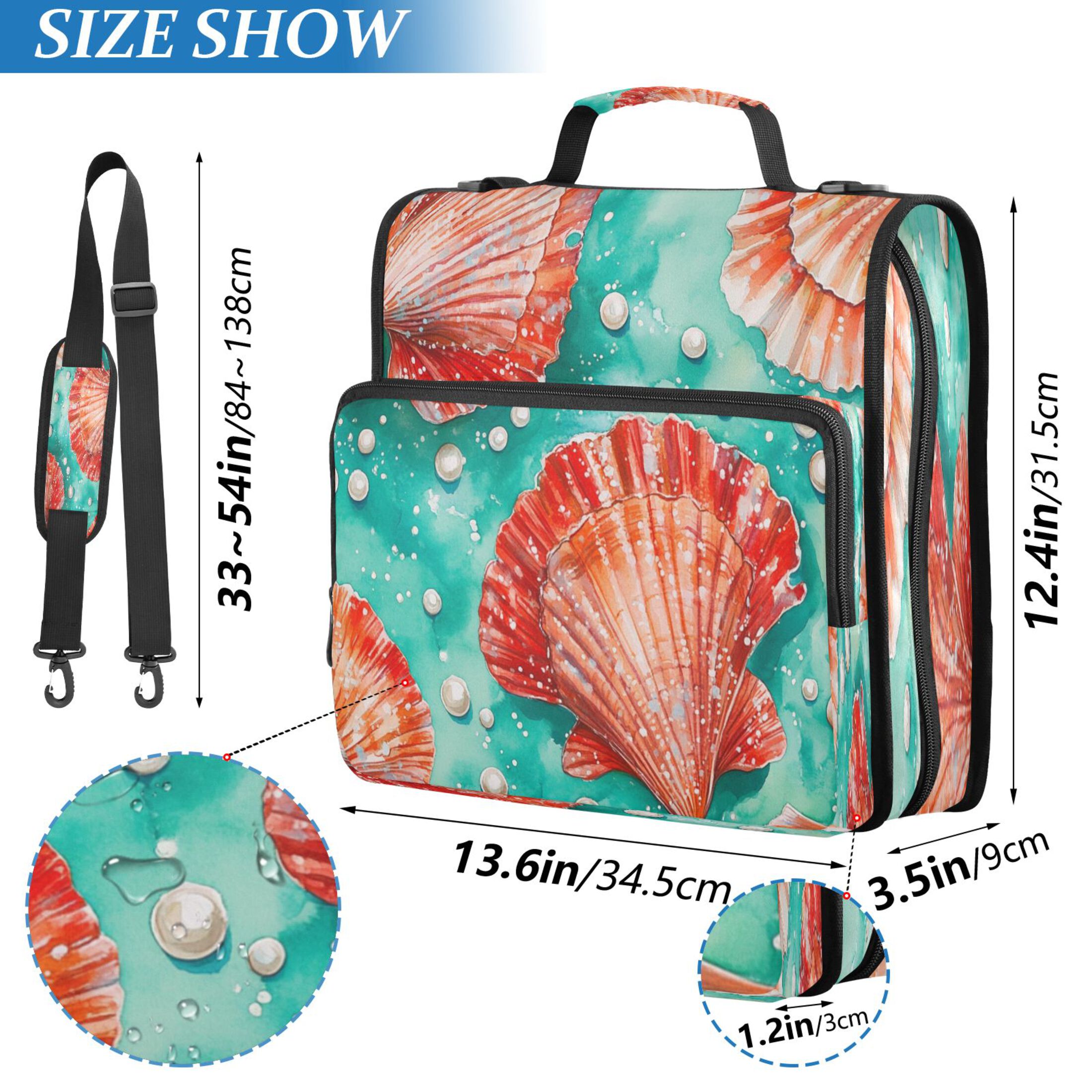YAZAOO Zipper Binder trapper keeper Documents Organized Design Coral Seas Printed