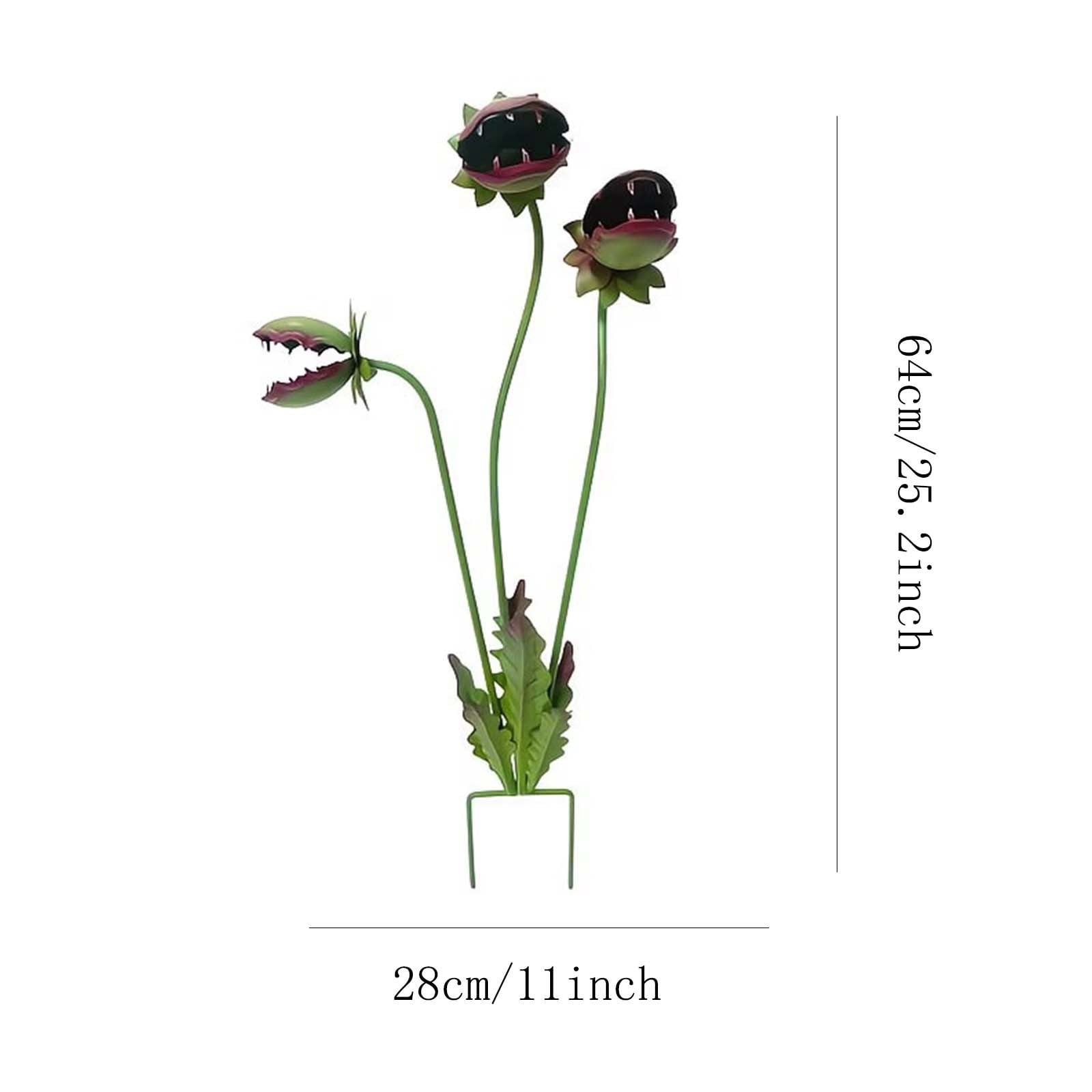 BZPIZ 25 In Metal Carnivorous Plant Garden Stake, Large Venus Flytrap Monster Plant Sculpture, Durable Carnivorous Plant Art Decor for Outdoor Yard Patios Lawn Planters Unique Gift for Men Women