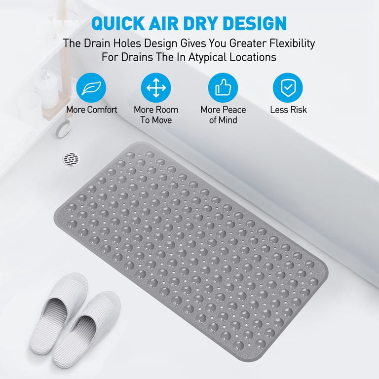 GPED Bathtub Mat, Gray, 27.6" x 15" with Drain Holes photo 4