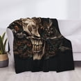 thumbnail image 4 of Throw Blanket for Couch, Metal Style Horned Skull Super Soft Fuzzy Comfy Warm Throw Blanket, Cuteness Lightweight Cozy Plush Flannel Blanket & Throws for Sofa and Bed All Season, 4 of 5