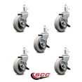 thumbnail image 2 of 3 Inch Thermoplastic Wheel 7/8 Inch Grip Ring Stem Caster with Brakes Set of 5, 2 of 2