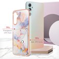 thumbnail image 3 of Slim Wallet for Samsung Galaxy A25 5G Case with Card Holder, Marble Pattern Back Flip Case PU Leather Kickstand Card Slots Magnetic Clasp Shockproof Anti-fall for A25 5G, Marble #1, 3 of 6