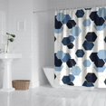 thumbnail image 2 of Blue Gold Hexagon Marble Shower Curtain 72"x84" ,Bathroom Decorative Shower Curtains Set with 12 Hooks,Modern Waterproof Washable Shower Curtain, 2 of 5