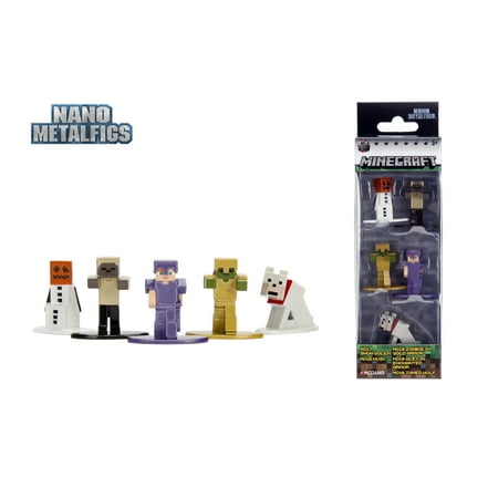 Nano Metalfigs Minecraft 5 Pack Die Cast Figures by Jada Toys Wave (Minecraft Best Way To Find Gold)
