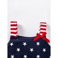 thumbnail image 3 of Girls Independence Day Dress Square Neck Bow Shoulder A-Line Flowy 4th of July Outfit for 3-4 Years, Blue Heart, 3 of 11