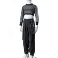 thumbnail image 4 of vastwit Girls 3 Piece Hip Hop Dance Sports Outfits Crop Tops Vest Jogger Pants Active Clothes Set Black&White 6, 4 of 7
