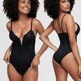 thumbnail image 2 of Sveltors Women's Lace Shapewear Bodysuit Tummy Control Sexy Low Back V Neck Body Suit Thong Built in Bra, 2 of 7