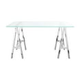 thumbnail image 2 of Benjara Ayd 71 Inch Office Desk, Clear Tempered Glass Top, Angled Chrome Steel Base, 2 of 5