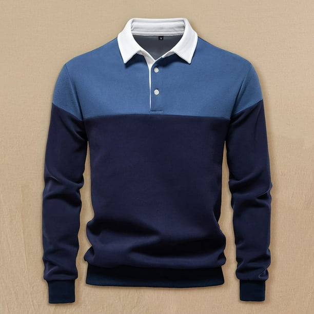 pstuiky camisas de manga larga para hombre, Blusa/camiseta informal de manga larga con cuello vuelto de color liso para hombre camisetas de hombre l