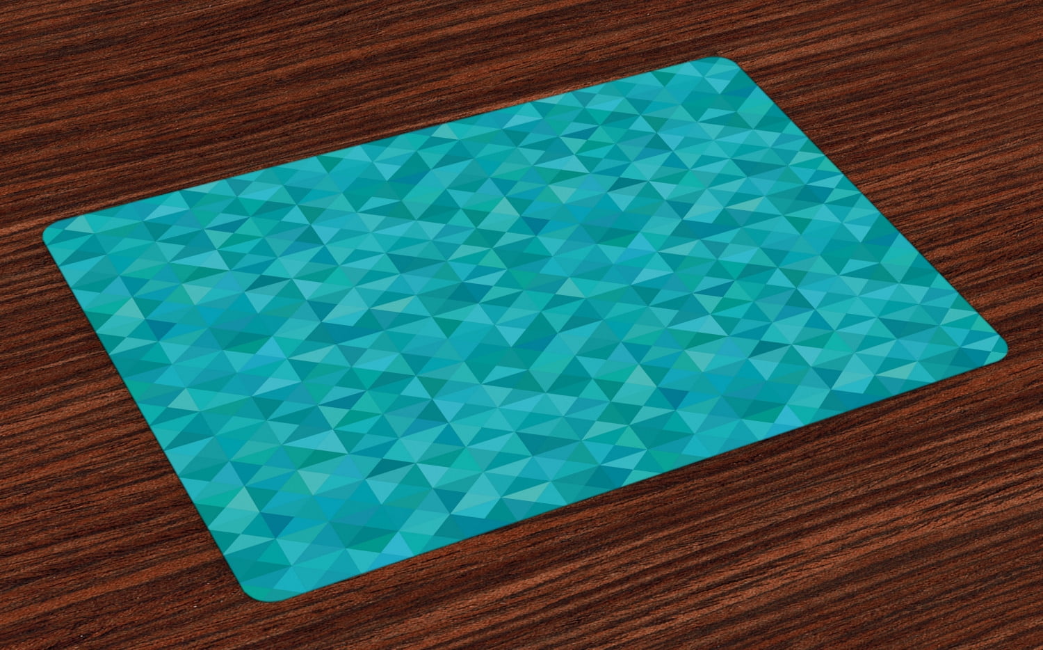 Teal Placemats Set of 4 Geometrical Shapes Triangles Squares Modern