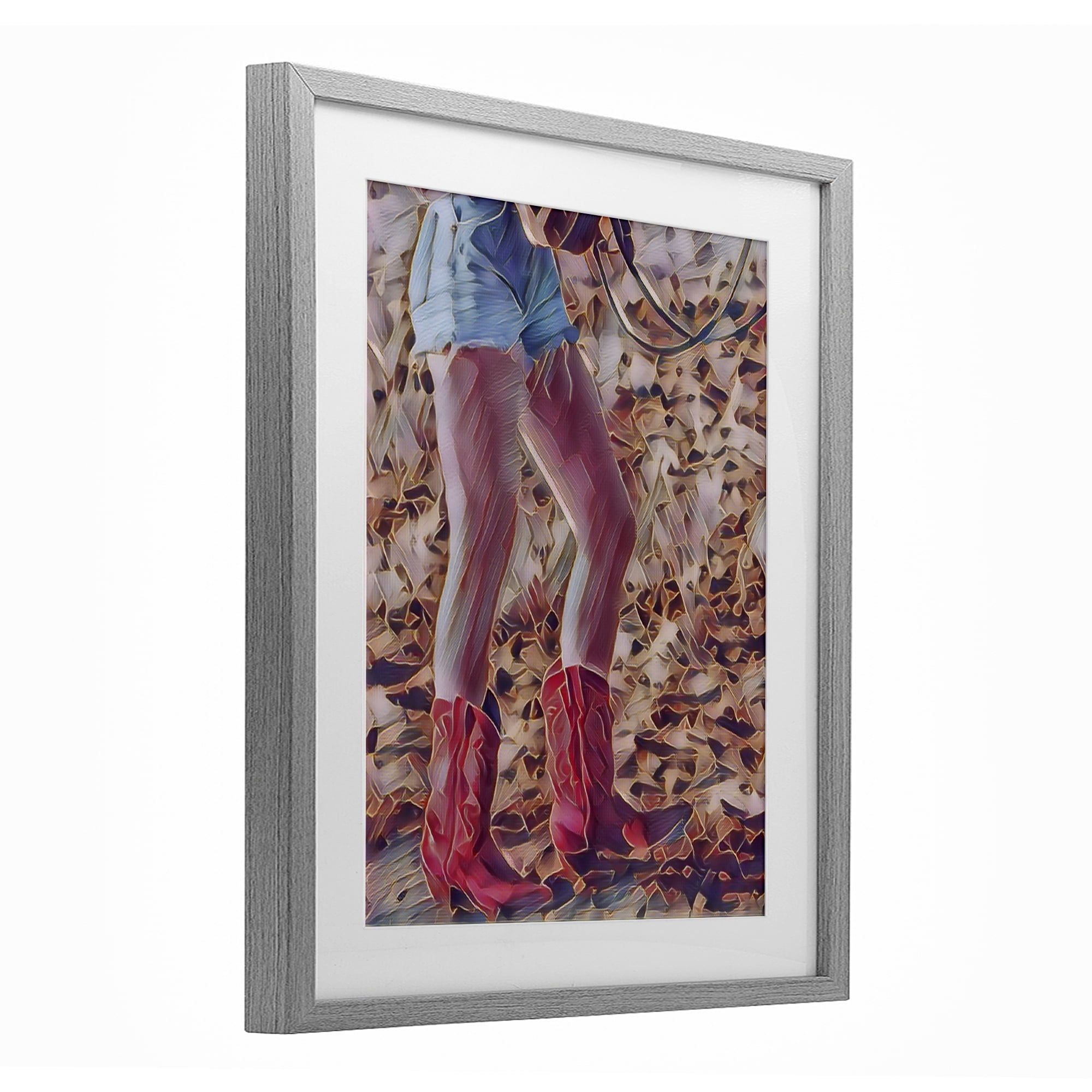 Rancher Gal Cowgirl Gray Framed Print Under Glass, design by Jesse Keith
