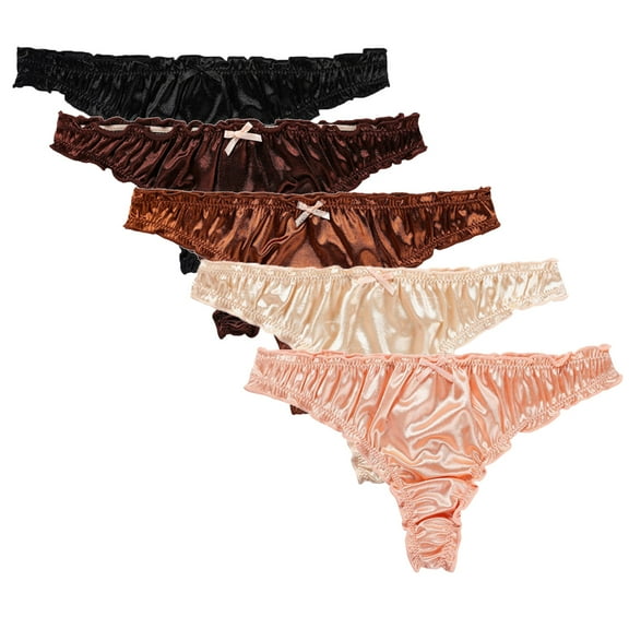 Baywell Seamless Thongs 5 Pack for Women Pack Thong Underwear Women Silk No Show Thongs for Women Satin Thong Panties for Women