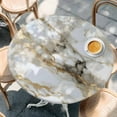 thumbnail image 3 of Abstract Art Round Fitted Table Cover White Marble Texture Gold Crack Stone Minimalism Waterproof Table Cloth with Elastic Edge Wipeable Tablecloth for Picnic Camping Party Fits 36"-44" Diameter, 3 of 8