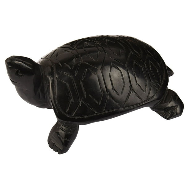 Estatua de tortuga, escultura de tortuga de obsidiana, figura de tortuga de obsidiana, decoración con forma de animal