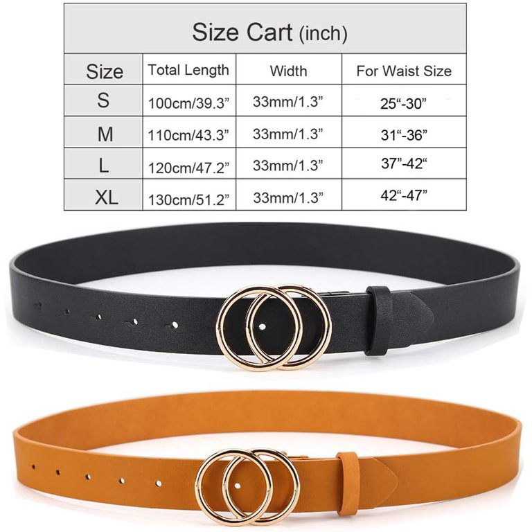 2 Women Belts for Jeans with Fashion Double O-Ring Buckle  display picture 2