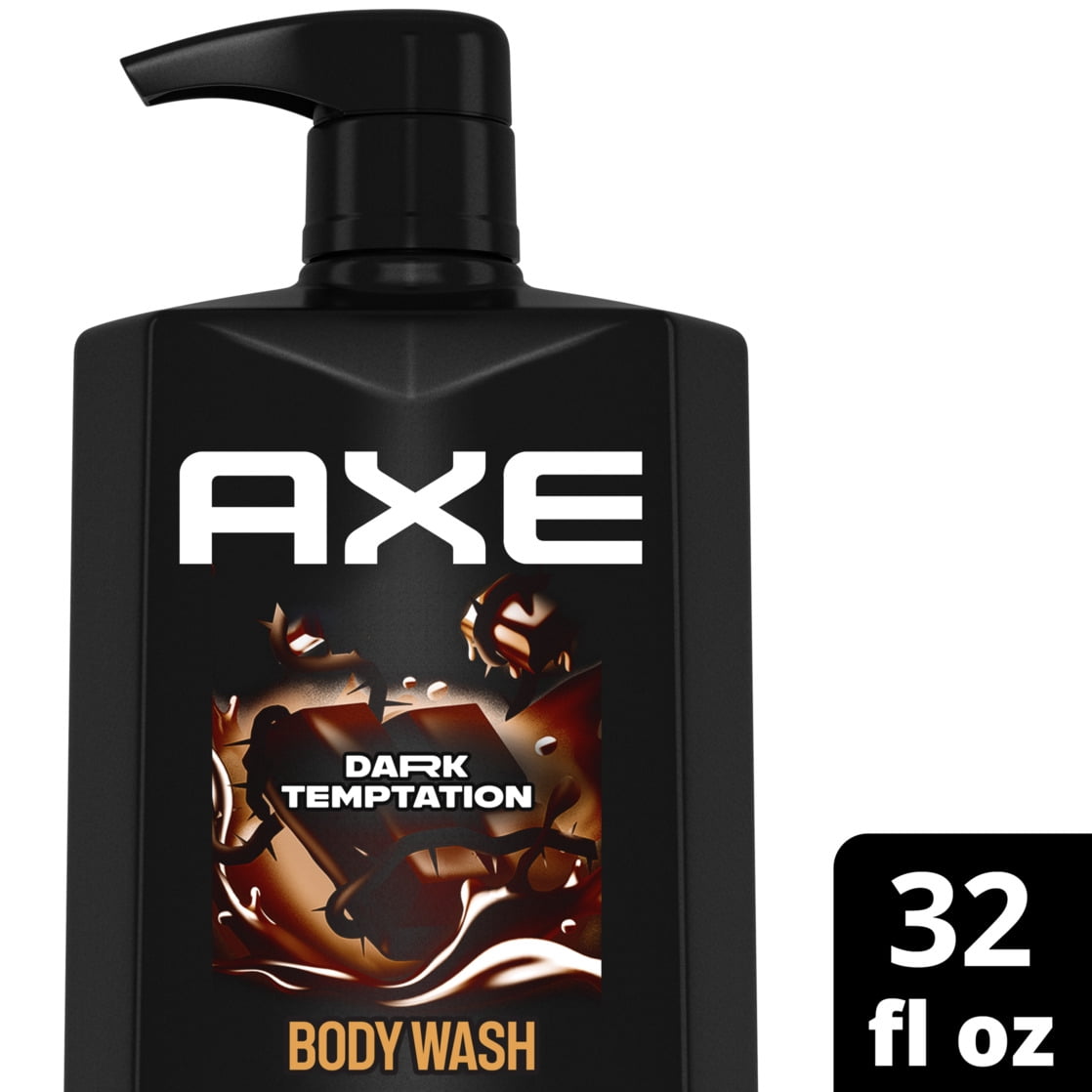 (4 pack) Axe Men's Body Wash with Pump Dark Temptation Dark Chocolate, 32 oz
