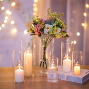 Glasseam Set of 12 Clear Glass Cylinder Vases Hurricane Pillar Candle Holders, 6, 8 & 10
