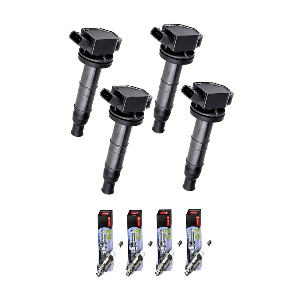 Set of 4 ISA Ignition Coils and 4 Denso Spark Plugs Compatible with