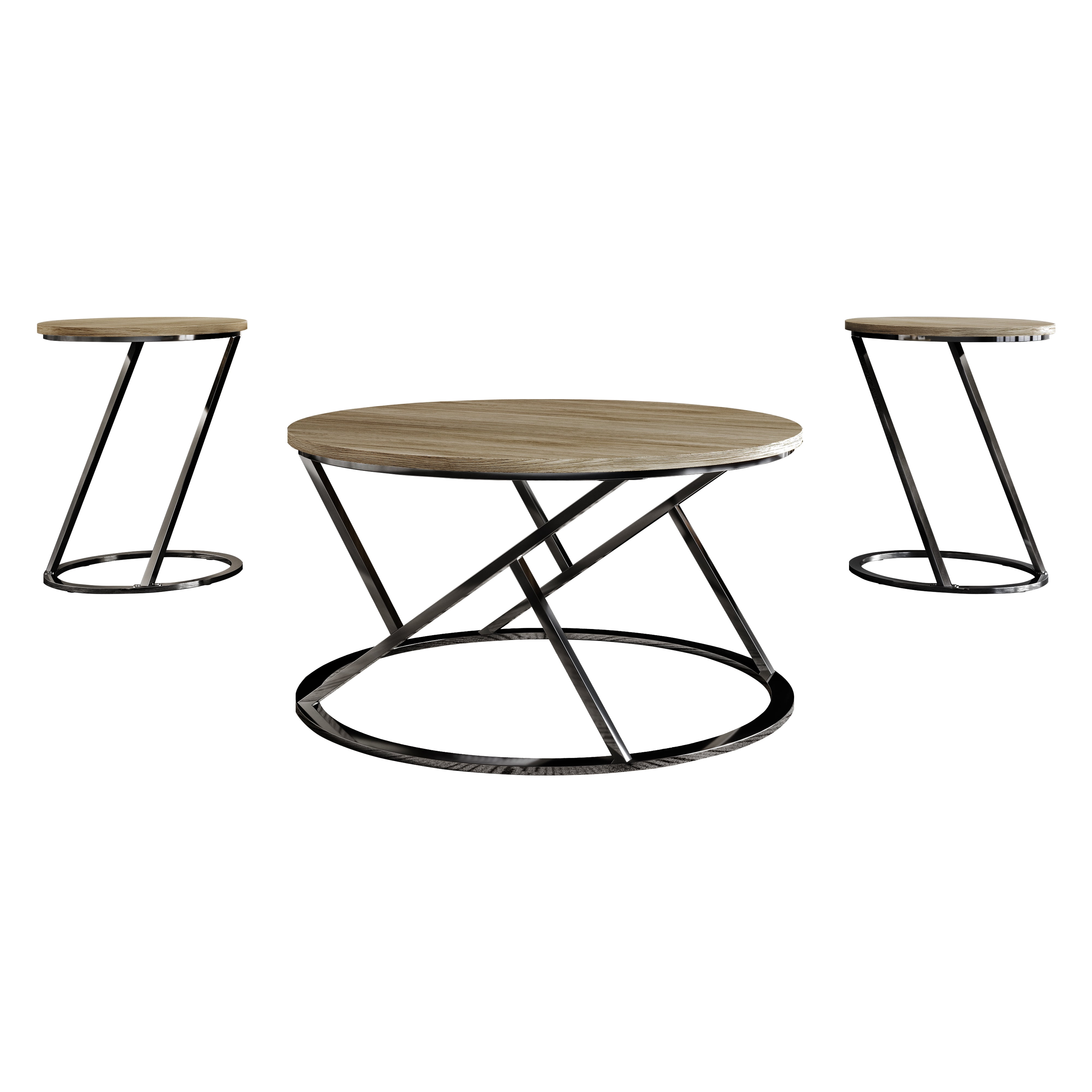 Castle Place Simple 3- Pieces Coffee Table Set, Brown Oak