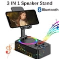 thumbnail image 1 of Soporte para teléfono, altavoz inalámbrico Bluetooth, power bank para teléfono, soporte plegable para teléfono con almohadillas antideslizantes para videoconferencias en vivo, 1 of 10