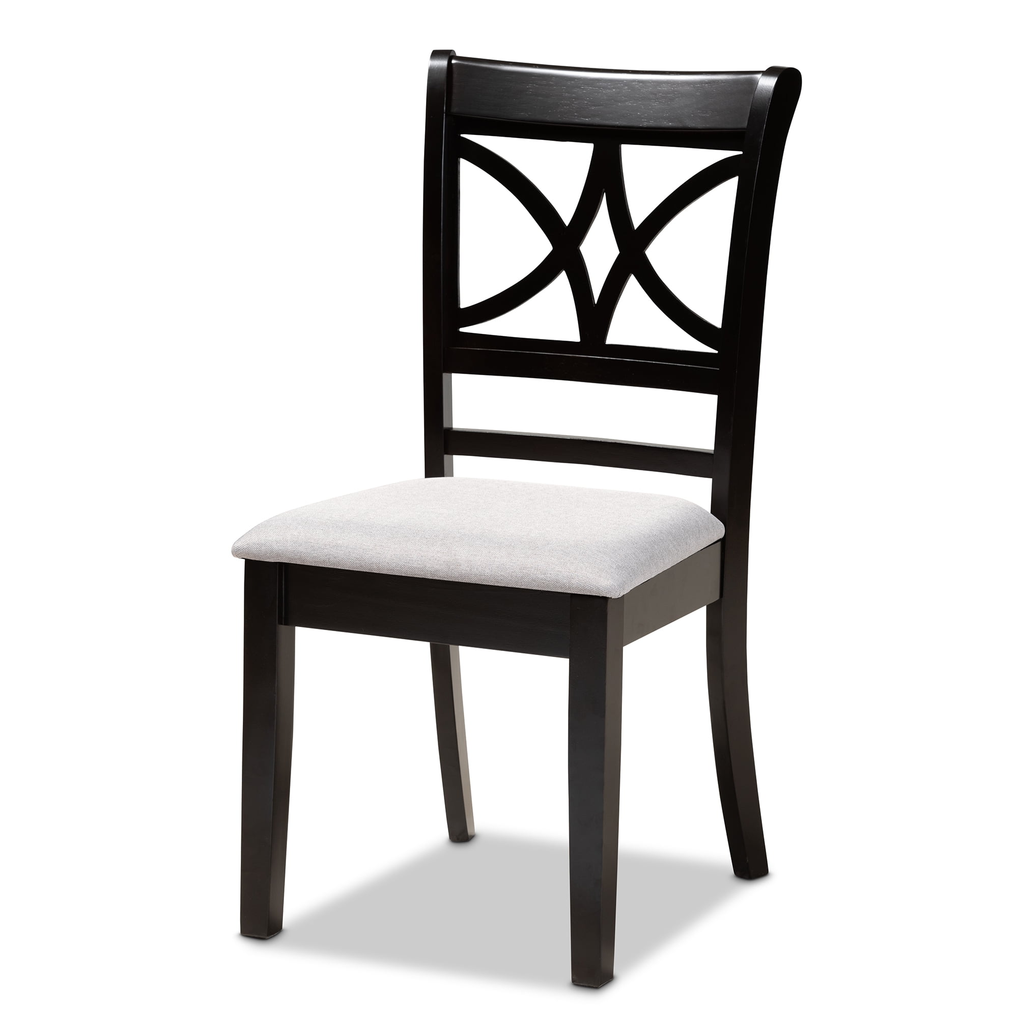 Baxton Studio Clarke Modern and Contemporary Grey Fabric Upholstered and Espresso Brown Finished Wood 4-Piece Dining Chair Set