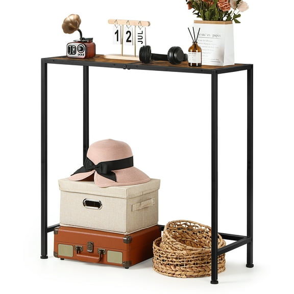 Industrial Wood Narrow Entryway Table Console Table Sofa Table for Living Room
