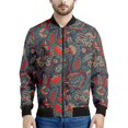 thumbnail image 2 of Chaquetas bomber de primavera y otoño para hombre, con estampado floral 3D por todas partes, con cremallera, unisex, informal, de manga larga, con cremallera, talla 6XL, 2 of 5