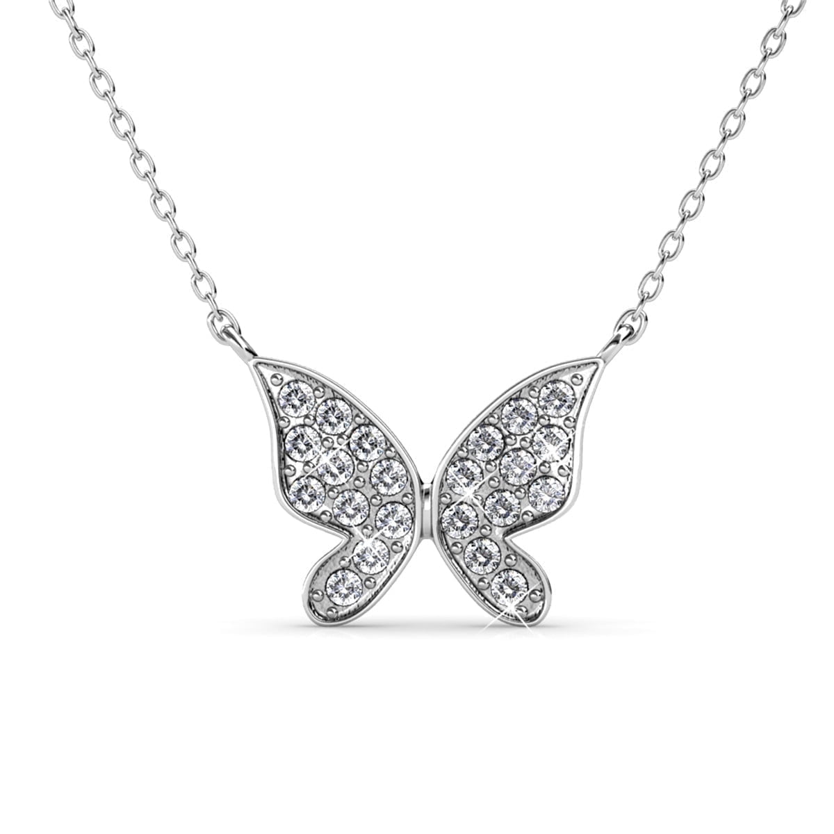 Cate & Chloe Yuenen 18k White Gold Plated Butterfly Necklace with Heartfelt Message Card, Gift for Daughter
