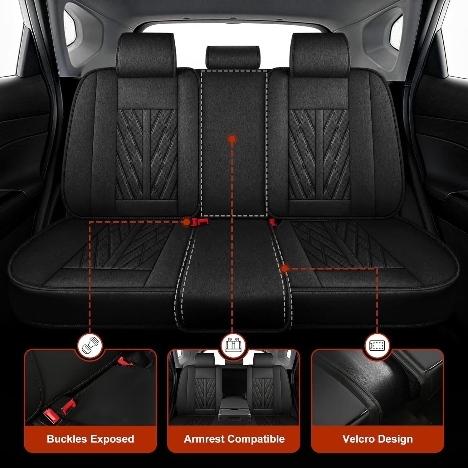 LAONNVIR Honda Crv Seat Covers Fit for Honda CR-V 2007-2024 2025 Leather Car Seat Cover Full Set for SUV,Waterproof Car Seat Cushion,Faux Leather,Black 5 Seats