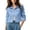 Blue, variant on Women's Cropped Denim Jackets Basic Lapel Button Down Stretch Fitted Long Sleeves Fashion Solid Y2K Streetwear Jean Jackets Pink XXL