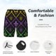 thumbnail image 3 of Fotbe Mardi Gra Geometric Traje de Baño para Hombre – Shorts de Natación de Secado Rápido con Forro y Bolsillos-Large, 3 of 6