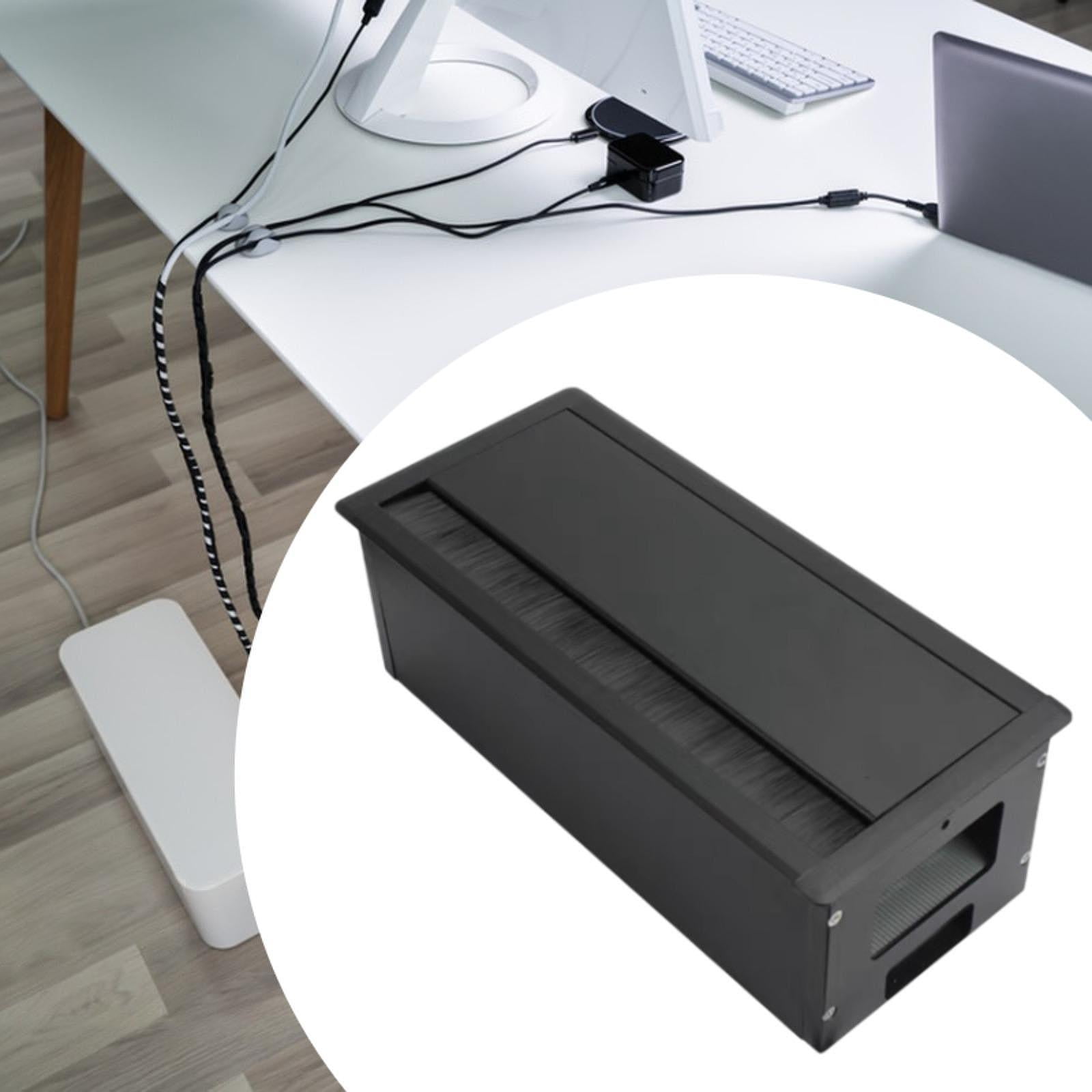 Wzmzjy Cable Management Grommet for Desk, Rectangular Wire Organizer with Threading Box Black