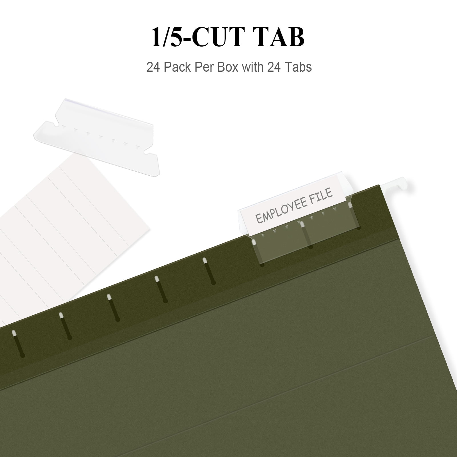 ViVin Hanging File Folders with 1/5 Cut Tabs, 1 inch Expansion, 48 Pack Letter Size, for Home School Office(Green)
