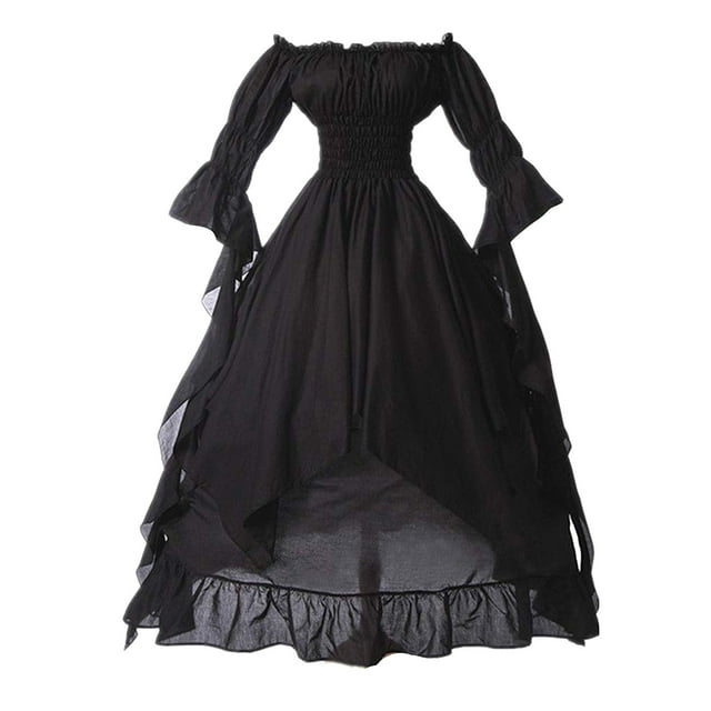 Vestido Retro de Vestido de Princesa Medieval Vestido de Cosplay Vestido de Cuello de Manga Larga Para Mujer Vestido de Cosplay Largo Hasta El Suelo Odeerbi ODB114705