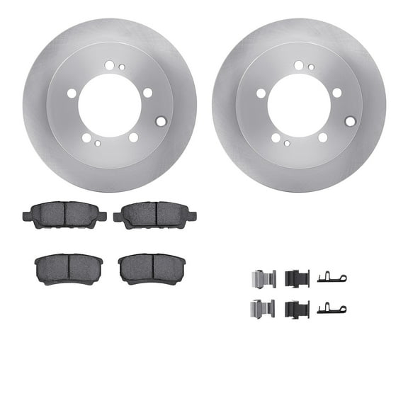 Dynamic Friction Company Rear Brake Rotors with 5000 Advanced Brake Pads includes Hardware 6512-72180