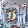 thumbnail image 3 of Monogram Letter J Winter Small Garden Flag Burlap Family Last Name Initial Yard Flag 12.5 x 18 Inch Snow Red Birds Floral Garden Flag Vertical Holiday Outdoor Farmhouse Decoration, 3 of 6