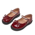 thumbnail image 6 of FINALGANG Kids Girls Adjustable Pearl Strap Front Bow Mary Jane Shoes Flat Block Heel Soft Insole Daily Dress Shoes Cute Shoes 2.5-3 Years, 6 of 6