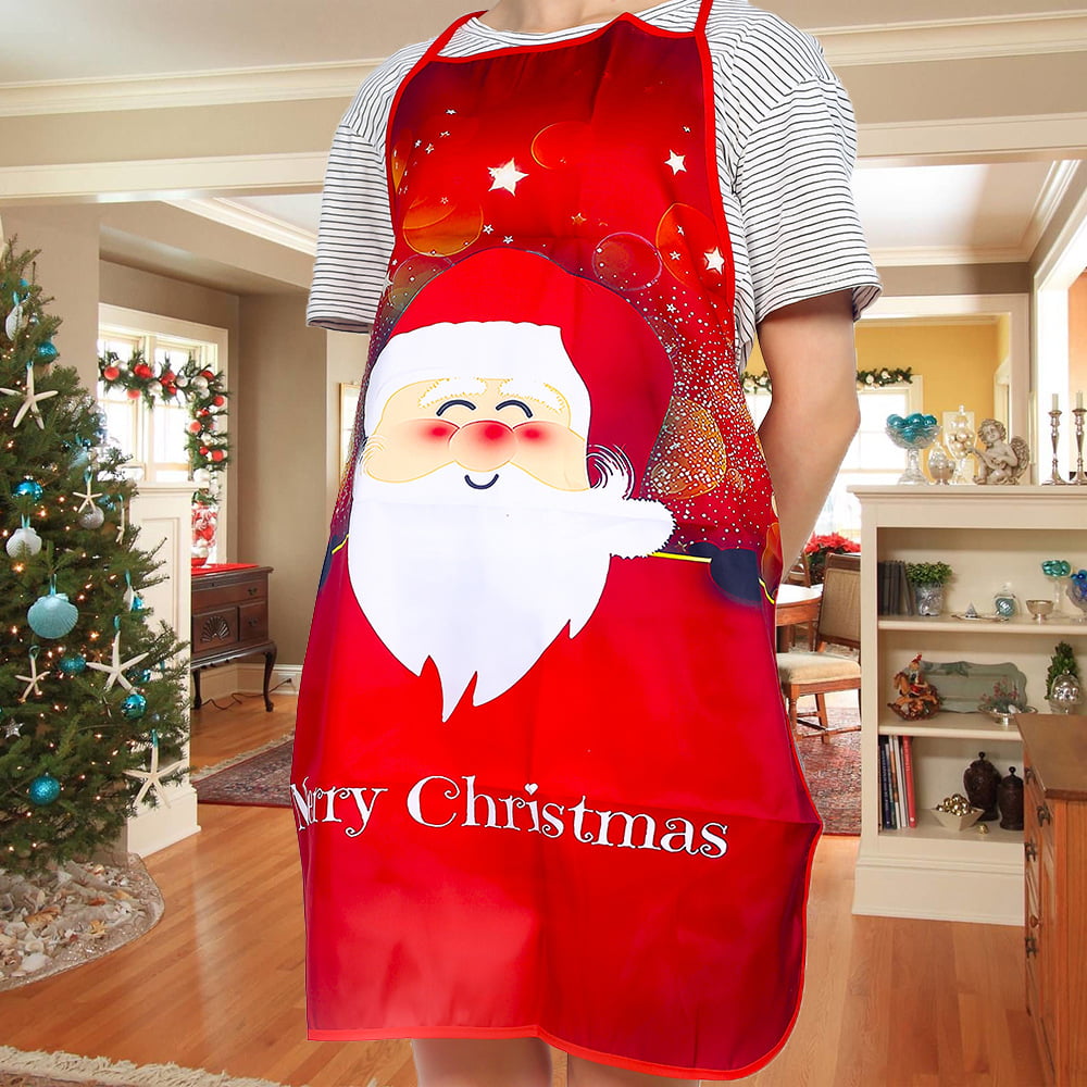 Linen Merry Christmas Apron Xmas Pinafore Kitchen Decoration for Home New Year