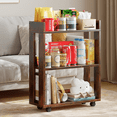 thumbnail image 4 of ALISENED 3 Tier Bookshelf and Bookcase with Wheels, Wood Small Nightstand, End Table Storage Rack, 4 of 12