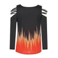 thumbnail image 5 of Hauts à Manches Longues pour Femmes, Blouse Décontractée à Manches Longues, Col en V, Fermeture Éclair, Dégradé, 5 of 5