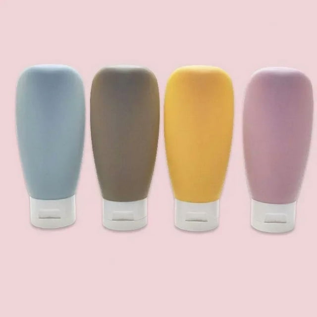 4Pcs Refillable Travel Bottles Set 60ml Soft Silicone Squeeze Tube For Shampoo Lotion Portable Empty Containers