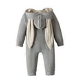 thumbnail image 3 of Baby Snowsuit Animal Bunny Snowsuit Easter Romper Long Ear Rabbit Hoodie Jumpsuit With Zipper Baby Girl Winter Clothes Grey 12 Months-18 Months, 3 of 7